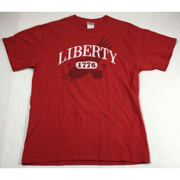 Liberty 1776 Red T-Shirt Size M By Fruit Of The Loom Heavy Cotton HD - Picture 1 of 6